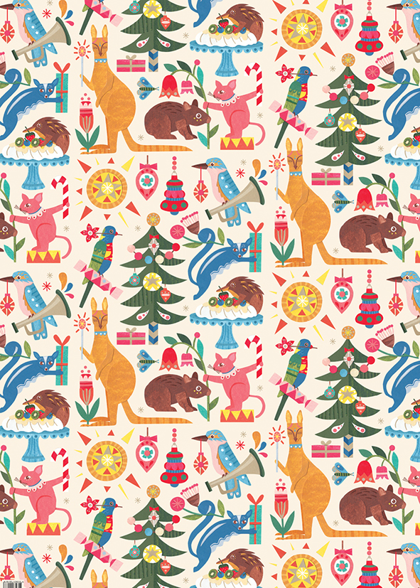 Festive Fauna 100% recycled Christmas wrapping paper
