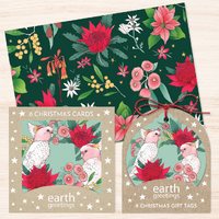 Christmas Wrap Bundle - Pink Cockatoo Wreath