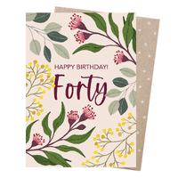 Greeting Card - 40th Birthday Botanicals