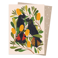 Greeting Card - Cockatoos & Banksia