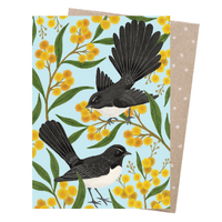 Greeting Card - Wagtails & Wattle