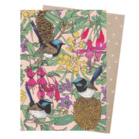 Greeting Card - Fuchsias & Fairy Wrens