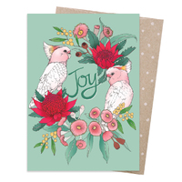 Christmas Card - Pink Cockatoo Wreath