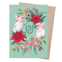 Christmas Card - Pink Cockatoo Wreath