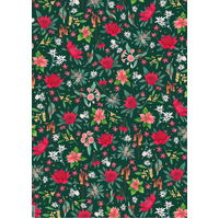 Flat Christmas Wrapping Paper - Festive Floral