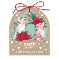 Christmas Gift Tags (Set of 8) - Pink Cockatoo Wreath
